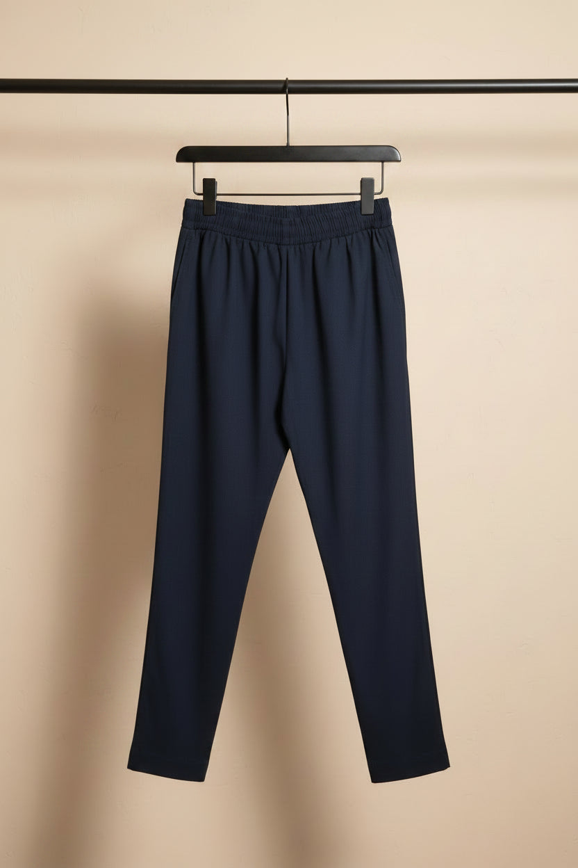 Women's Dark Grey Elastic Waist Relaxed Fit Trousers