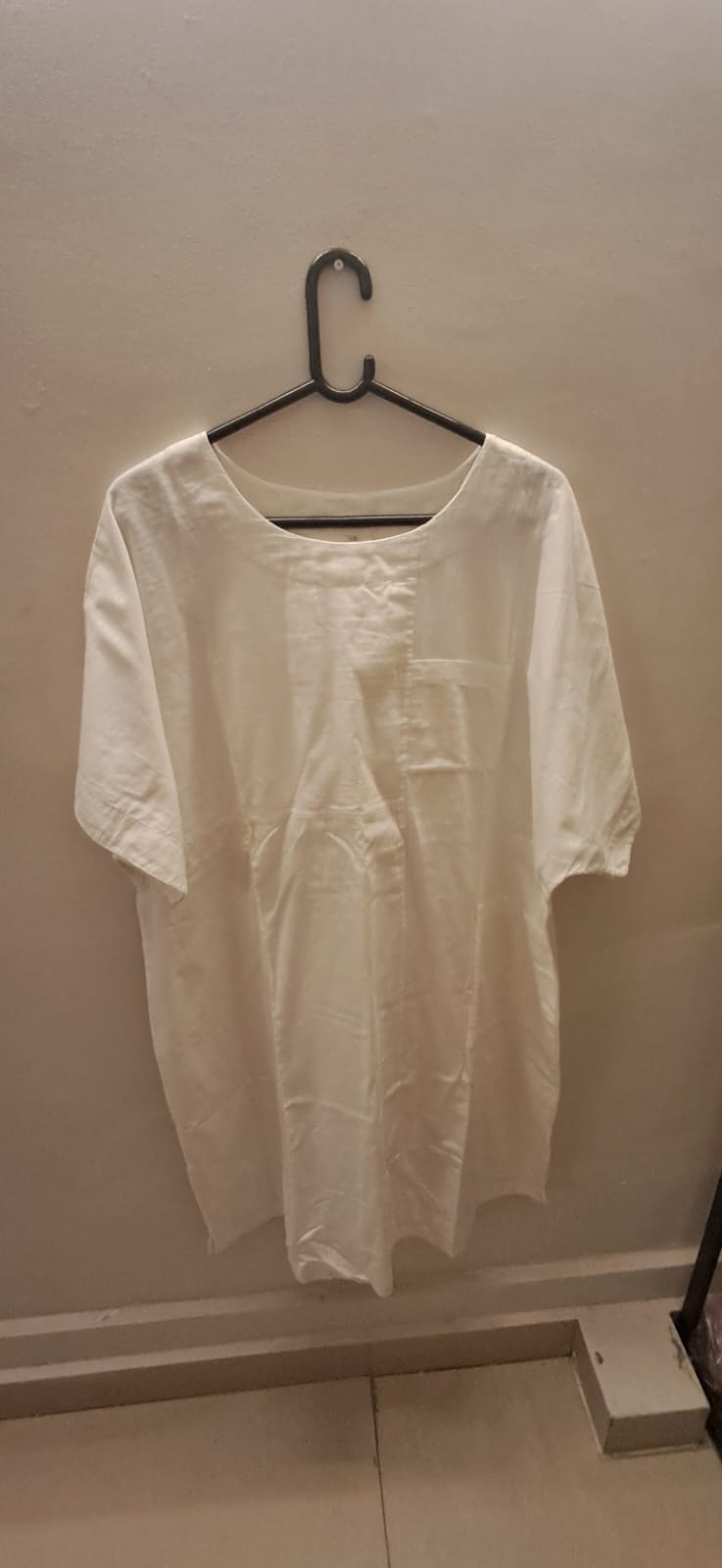 Anokhi Women's White Cotton Loose Fit Tunic Top
