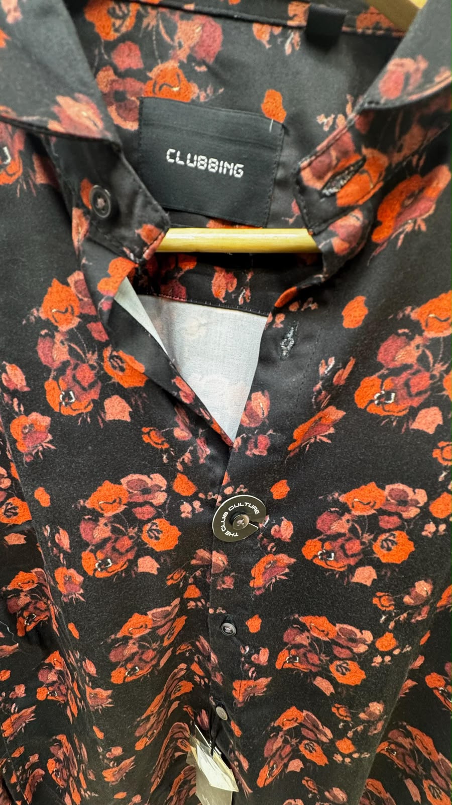 CLUBBING Men's Black Floral Digital Print Long Sleeve Shirt