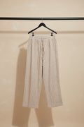 Women's Beige Striped Elastic Waist Palazzo Pants