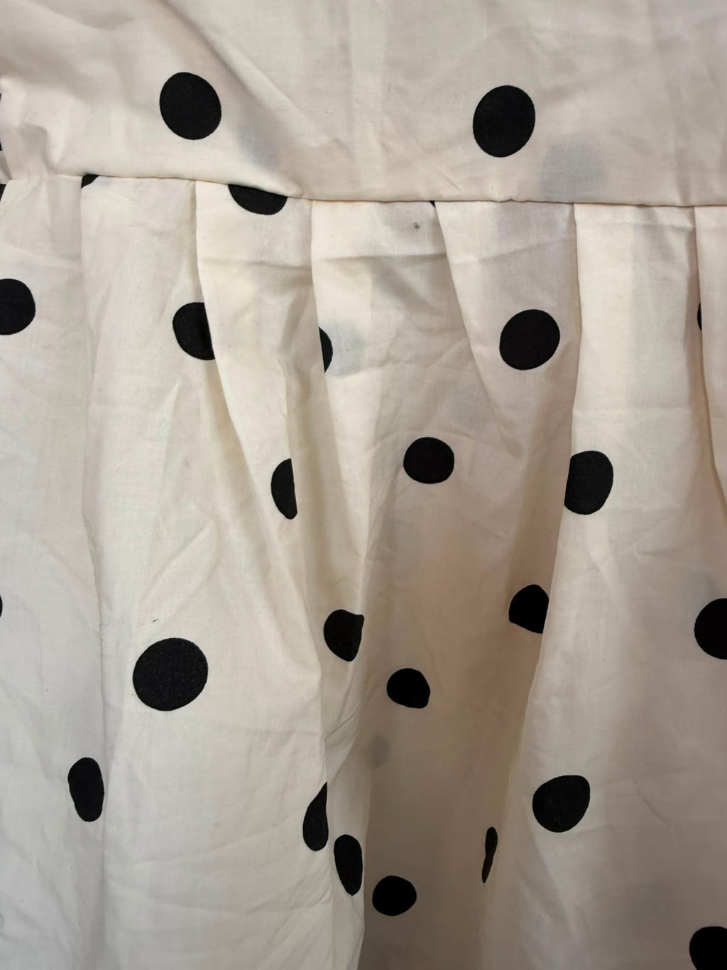 Women's Off-White Polka Dot Spaghetti Strap Pleated Top