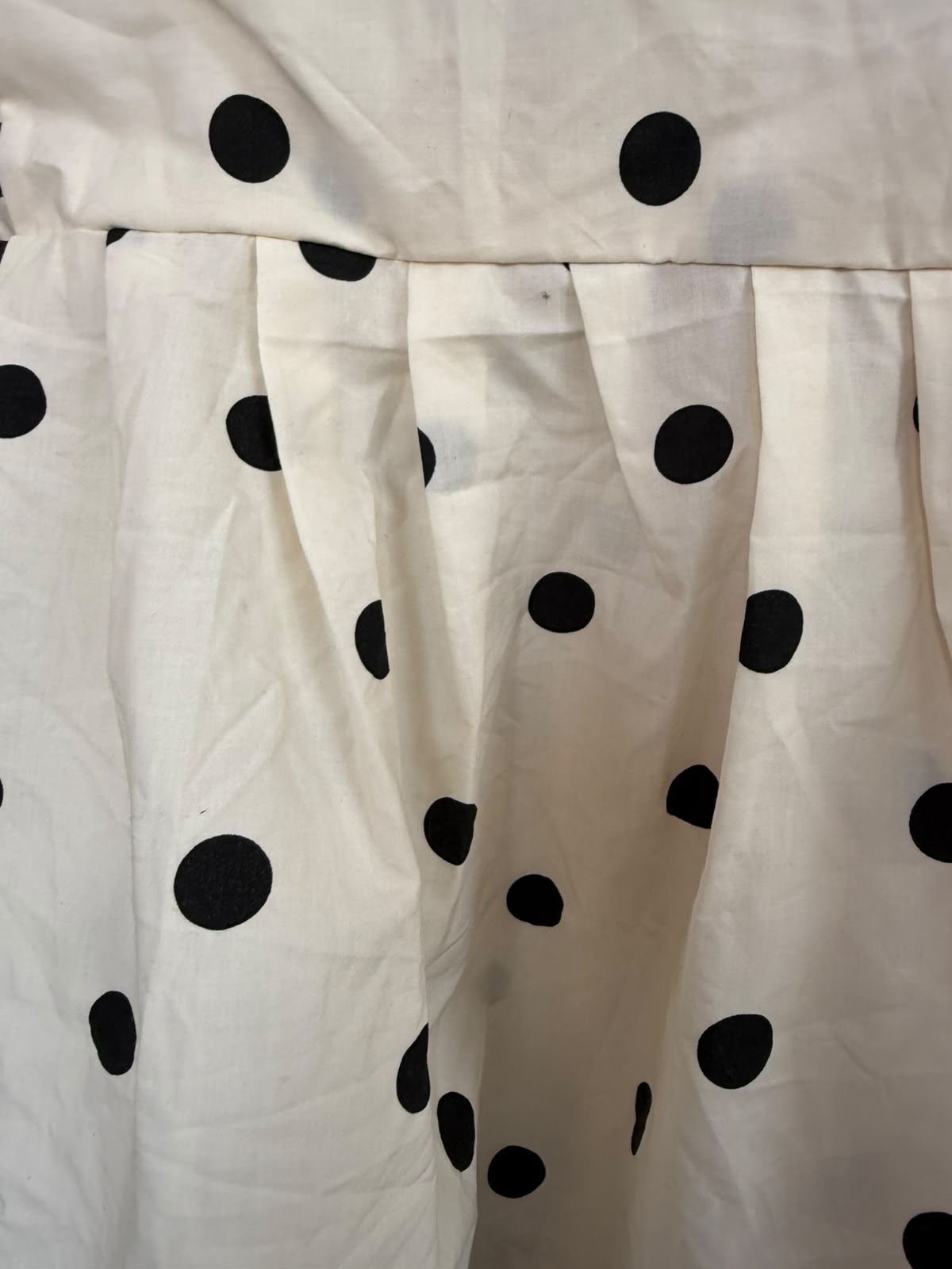 Women's Off-White Polka Dot Spaghetti Strap Pleated Top