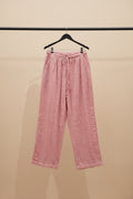 Women's Red and White Striped Wide Leg Trousers
