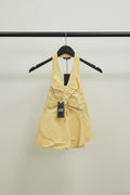 Yellow Gingham Halter Neck Peplum Top