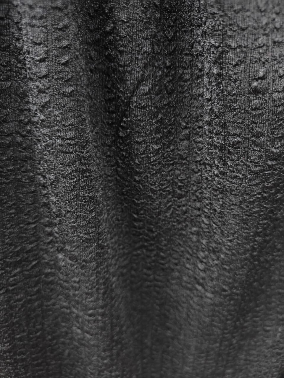 Women's Black Textured Elastic Waist Wide Leg Trousers