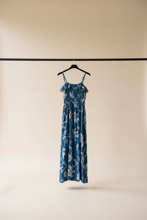 Angie Women's Blue Floral Print Wrap Maxi Dress