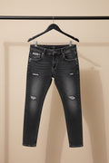 Diesel Industry Men's Black Distressed Slim Fit Jeans
