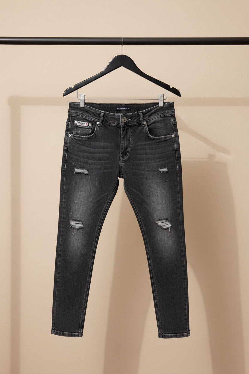 Diesel Industry Men's Black Distressed Slim Fit Jeans