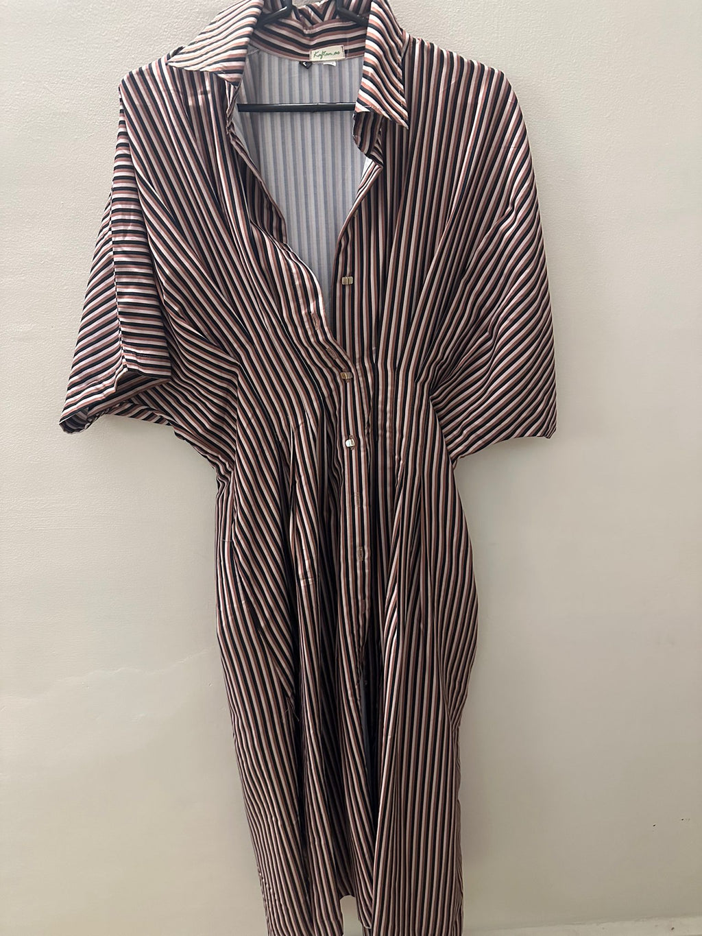 Kaftan.ae Striped Button-Front Kaftan Dress
