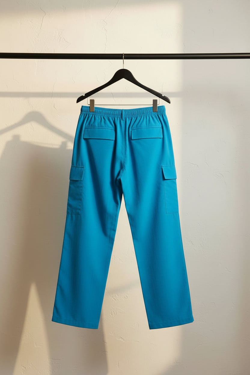 Teal Cargo Pants with Drawstring Waist