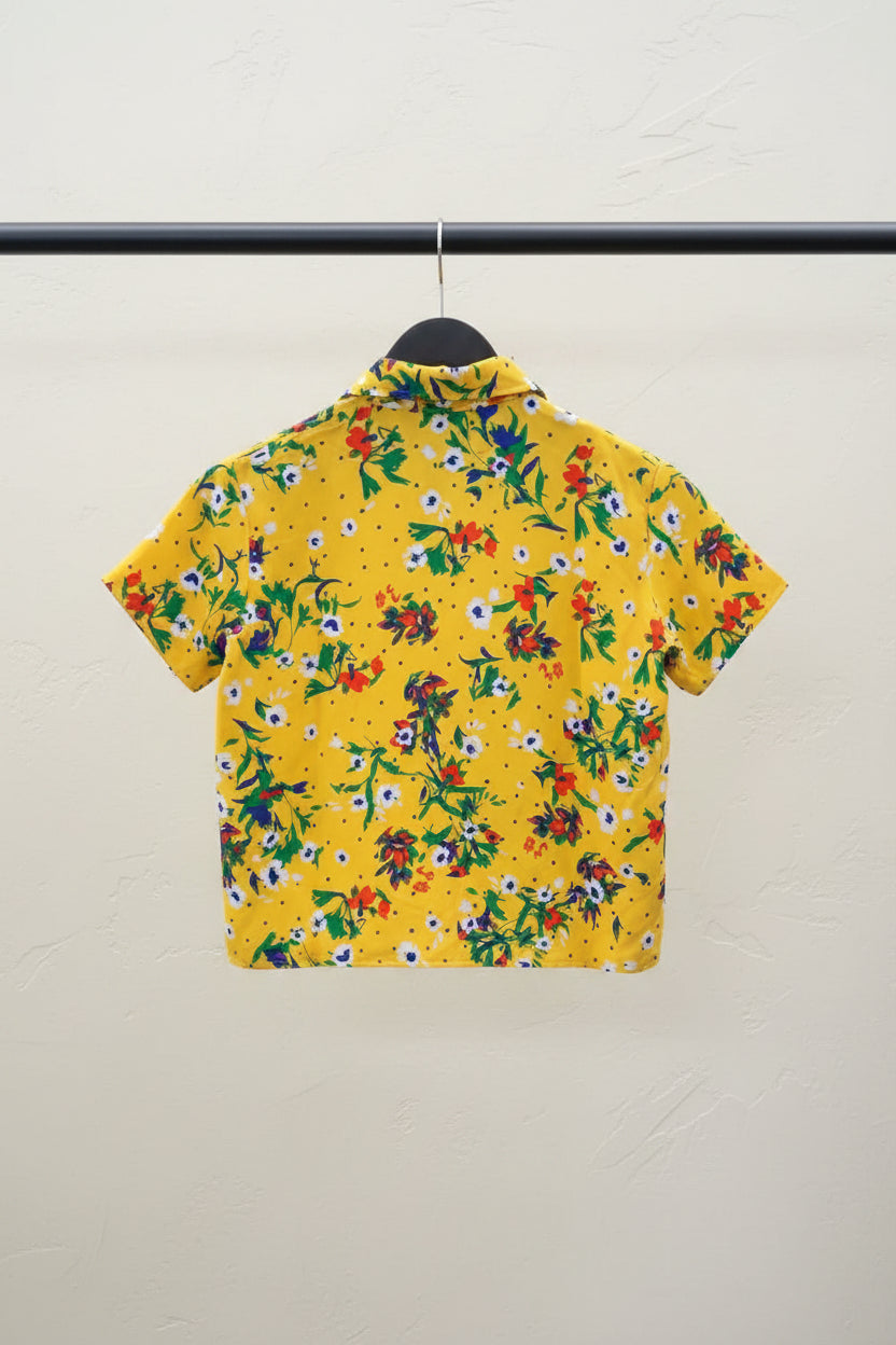 HOMESHRAP Yellow Floral Short Sleeve Casual Shirt