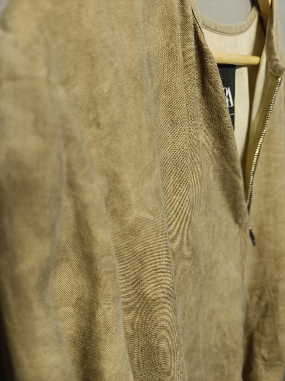 ZARA Women's Khaki Green Zip-Up Dress