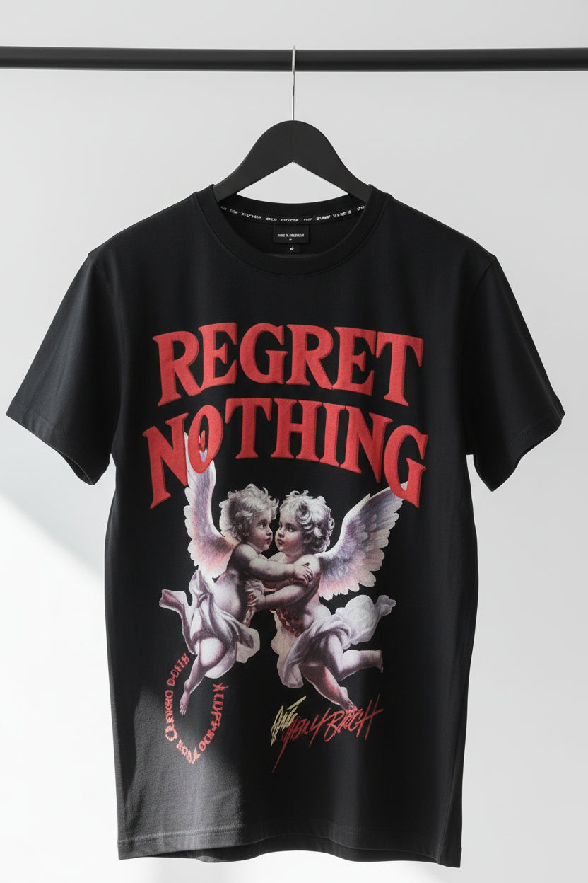 BLACK INK Men's Black Regret Nothing Graphic T-Shirt
