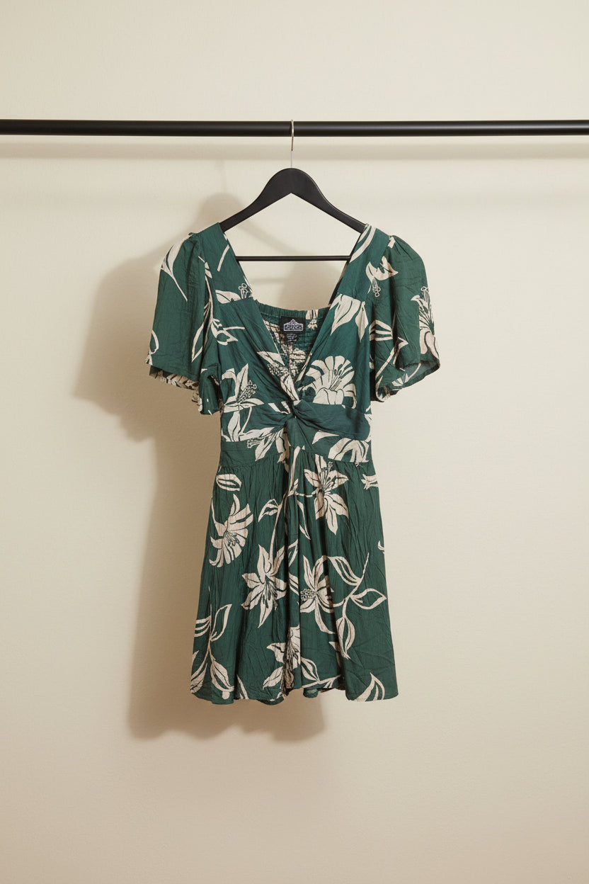 Angie Green Floral Twisted Front Romper