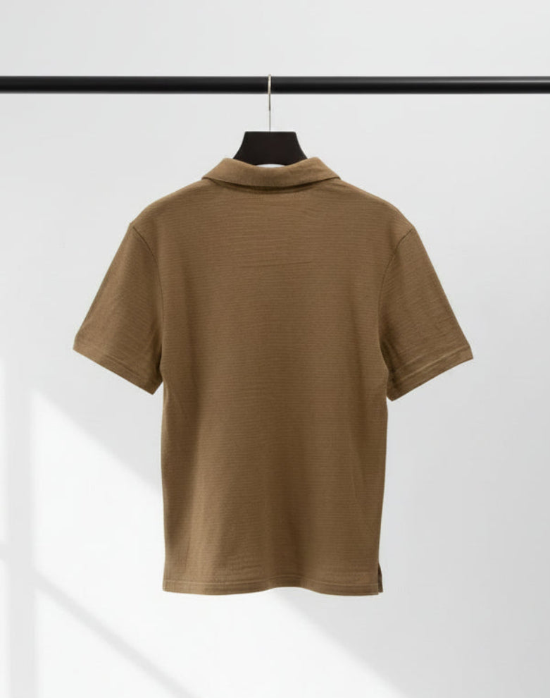 Men's Element Tan Textured Short Sleeve Collared Shirt