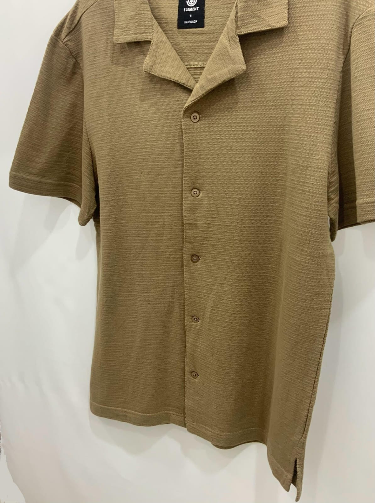 Men's Element Tan Textured Short Sleeve Collared Shirt