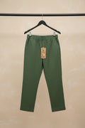 MG Women's Olive Green Straight Fit Elastic Waist Trousers
