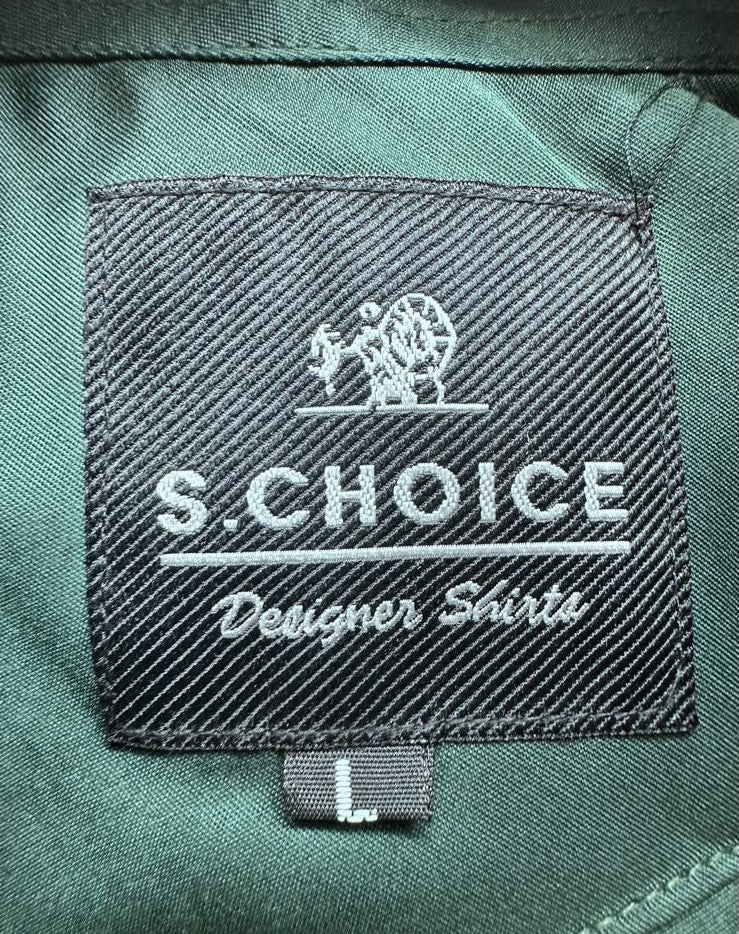 S. CHOICE Men's Green Satin Long Sleeve Shirt