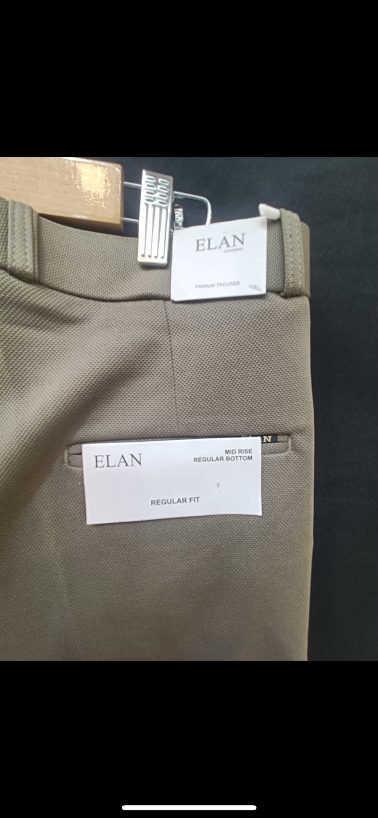 ELAN Men's Khaki Mid Rise Regular Fit Premium Trousers