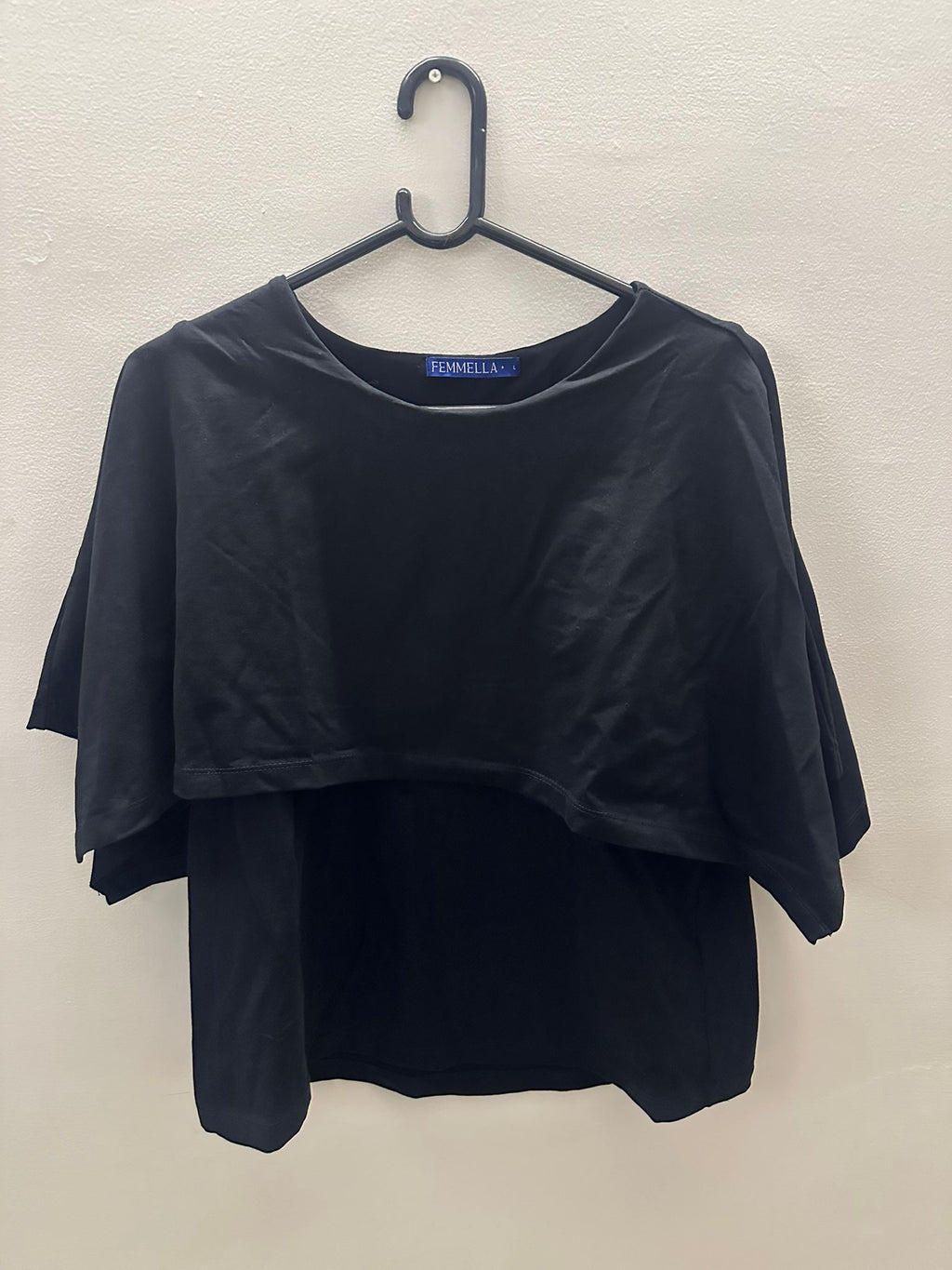 FEMMELLA Women's Black Layered Short Sleeve Top