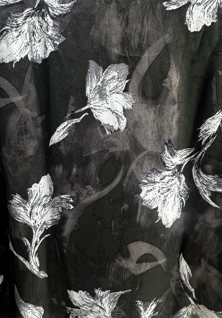 Unveiled Men's Black Floral Print Long Sleeve Casual Shirt