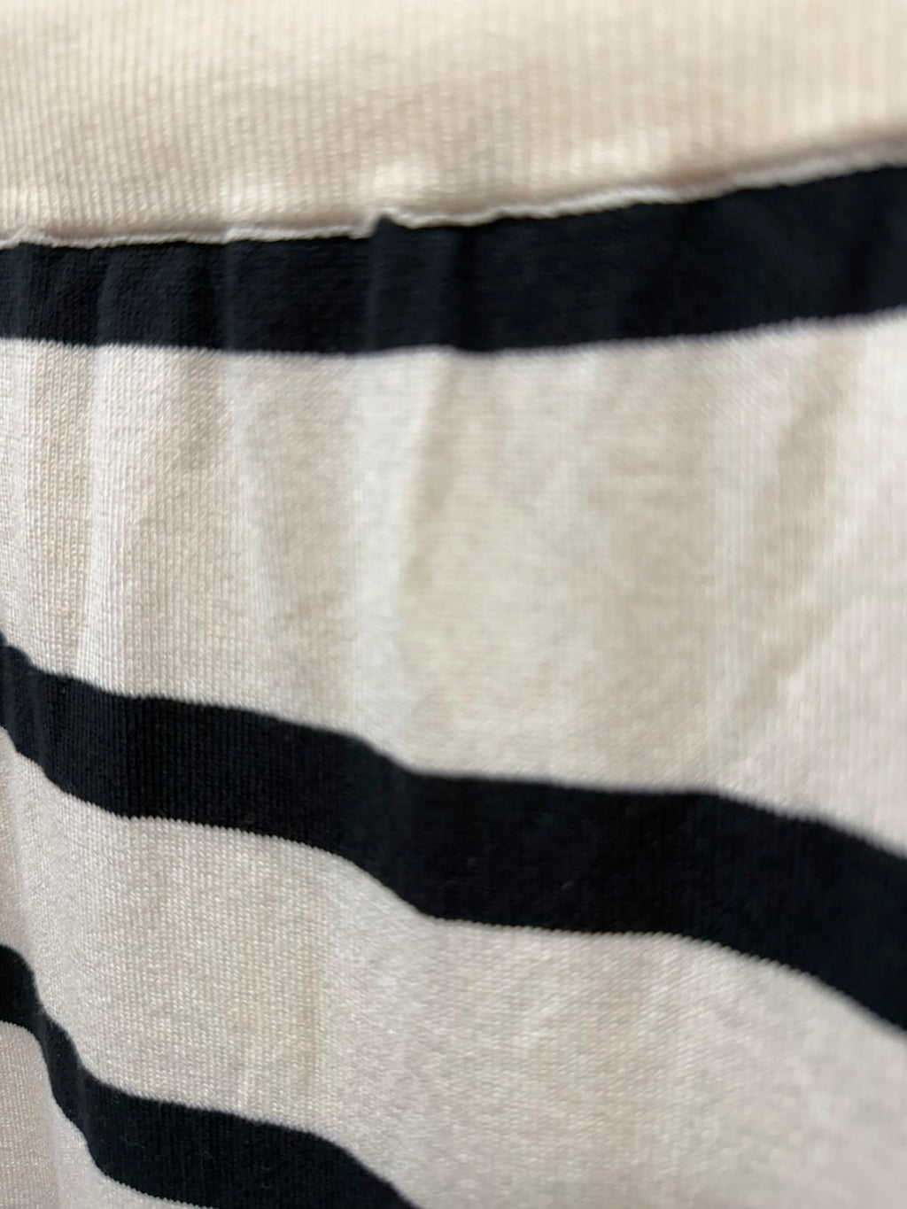 Women's Black and Off-White Striped Knit Midi Skirt