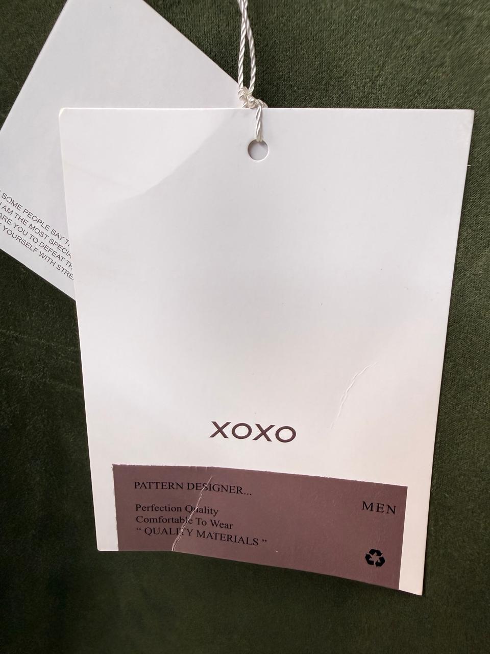 Men's XOXO Olive Green Oversized T-shirt with Graphic Print