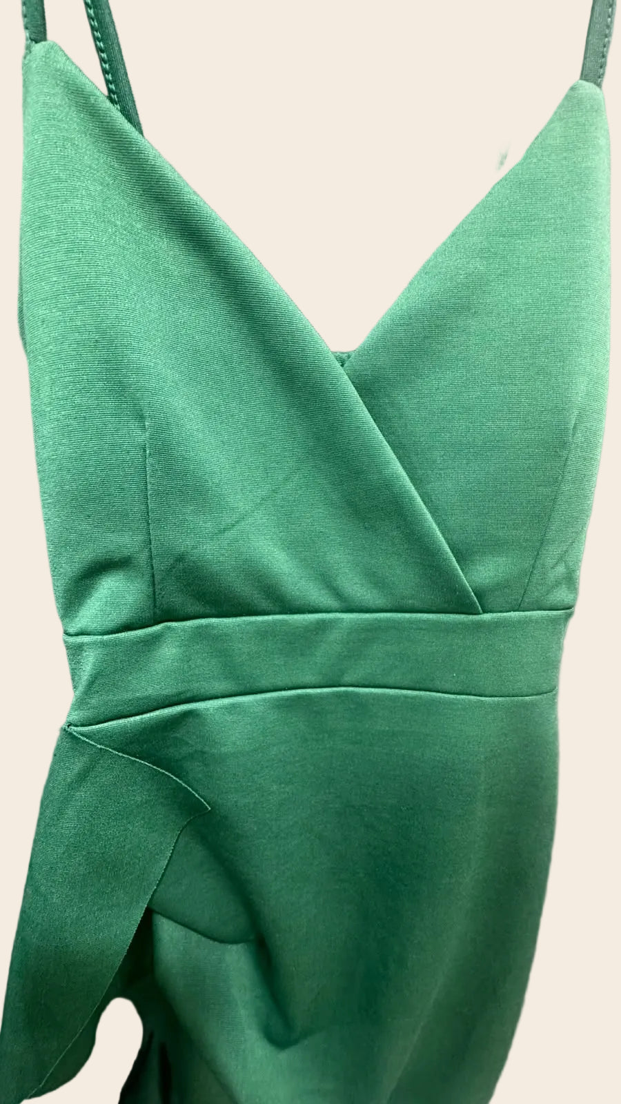 Women's Green V-Neck Ruffled Top