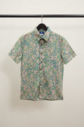 Bulan Bintang Men's Green Patterned Relaxed Fit Short Sleeve Shirt