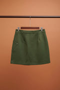 R&K Women's Olive Green A-Line Mini Skirt with Pocket Detail