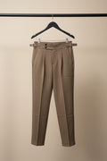 Men's J.J.un Tan Pleated Trousers with Side Adjusters