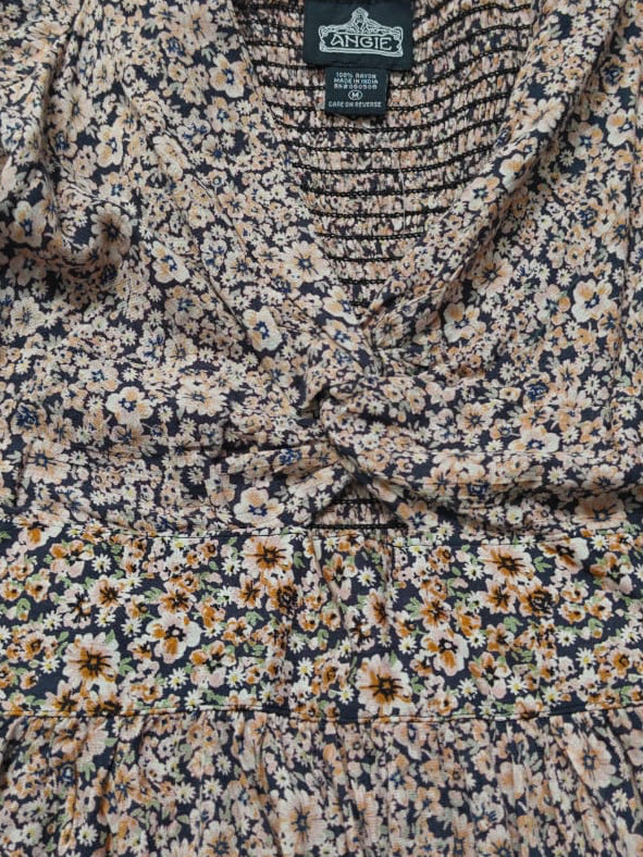 Angie Floral Print Smocked Mini Dress