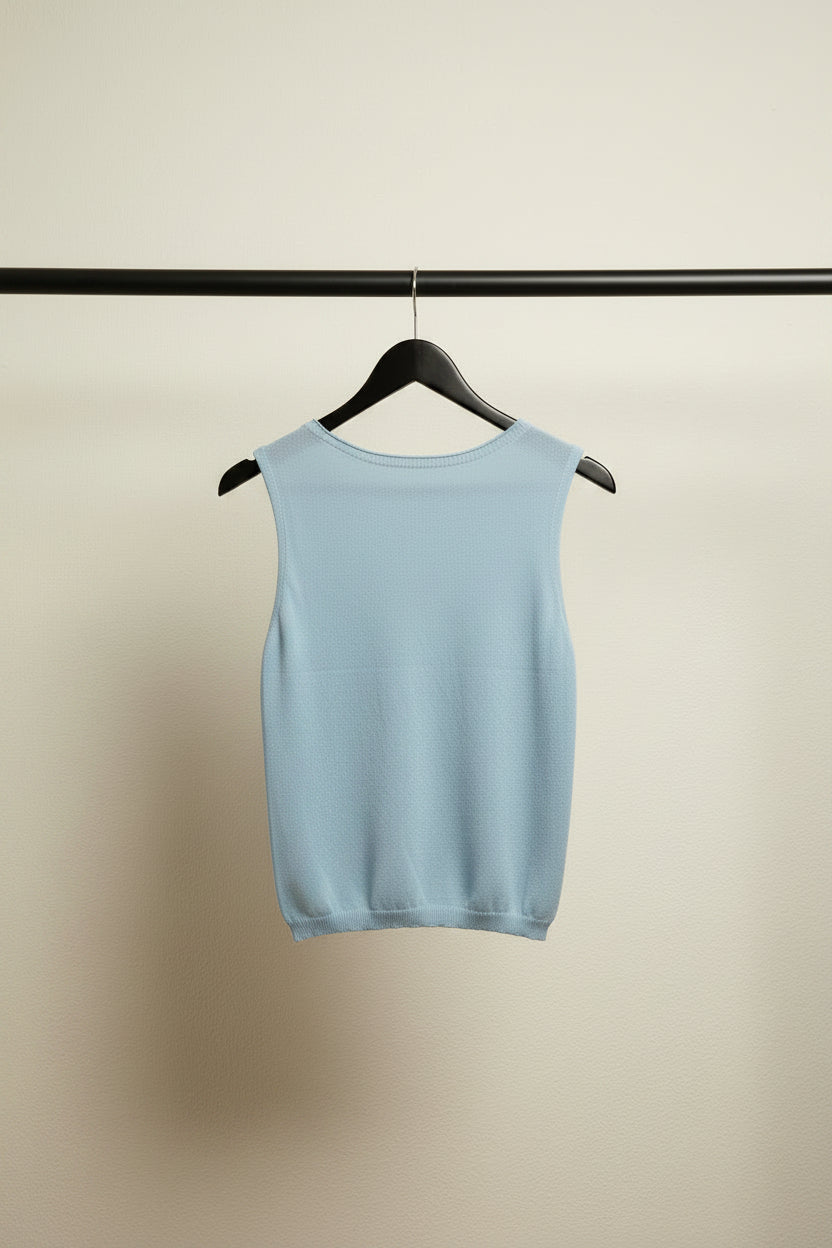 Women's Sky Blue Sleeveless Knit Top