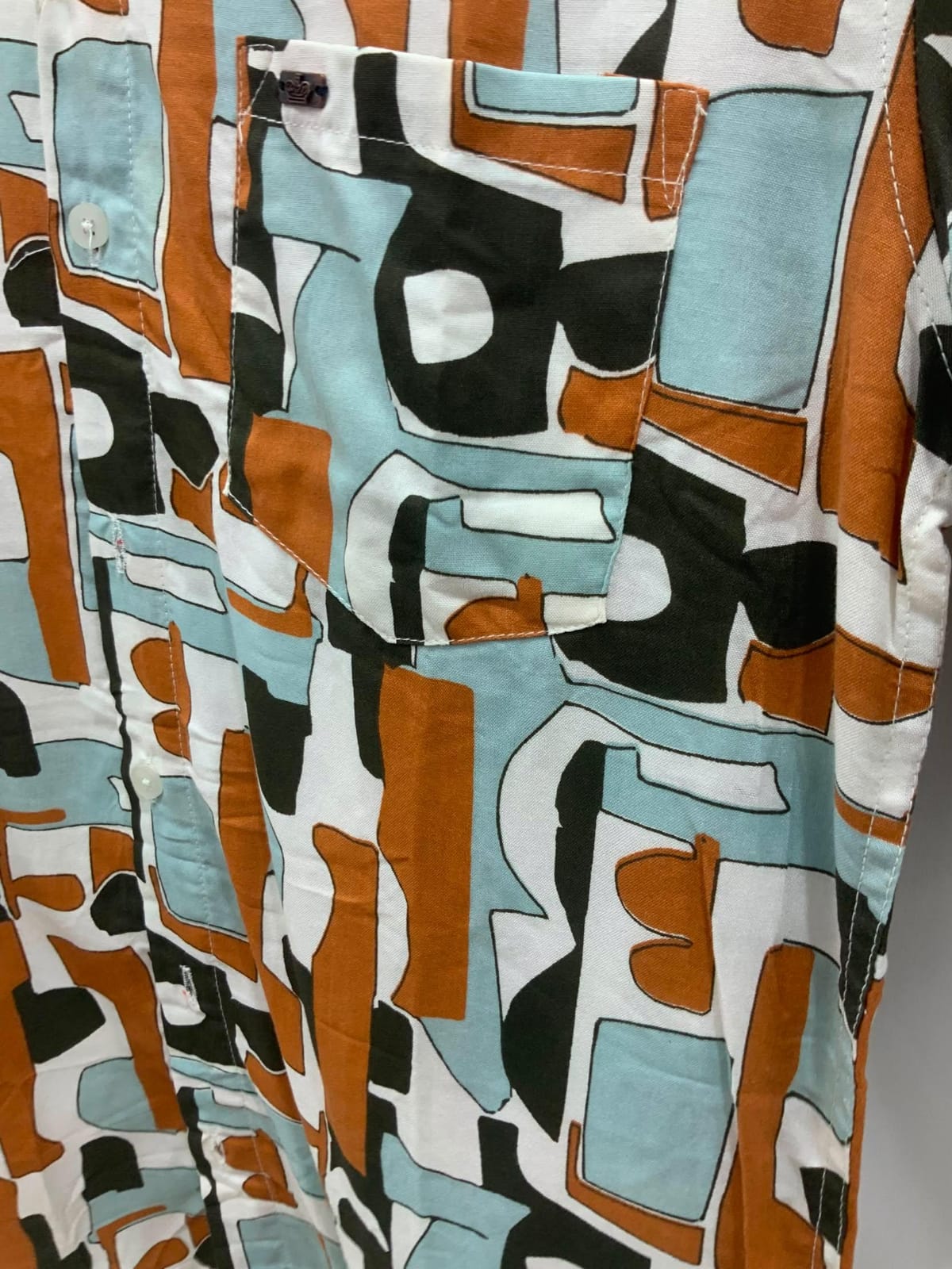Grassland Men's Abstract Print Short Sleeve Casual Shirt
