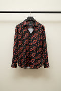 CLUBBING Men's Black Floral Digital Print Long Sleeve Shirt