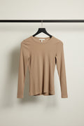 H.M Women's Beige Ribbed Long Sleeve Top