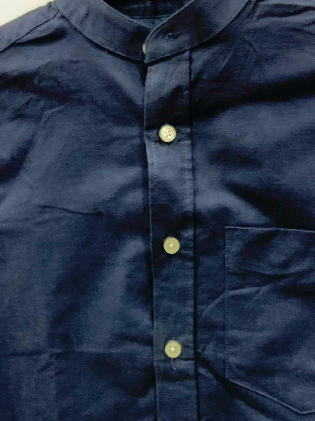Men's Navy Blue Mandarin Collar Long Sleeve Shirt