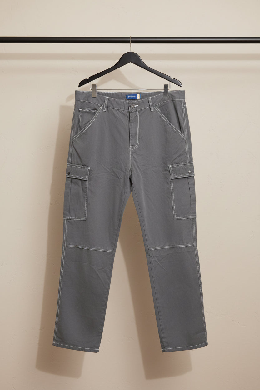 Bene kleed Men's Grey Relaxed Fit Cargo Pants, Size 36