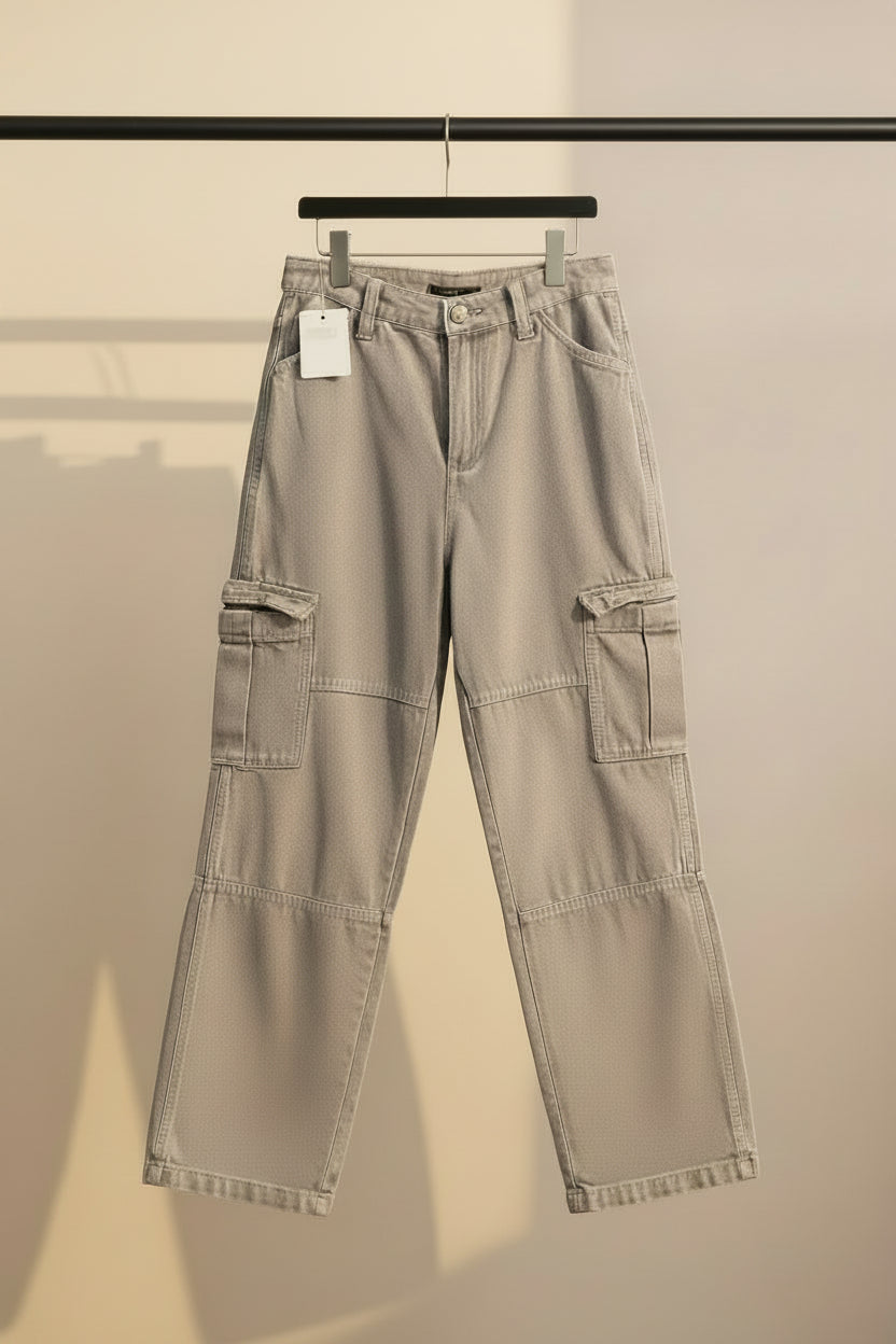H&M Divided Grey Wide Leg Cargo Pants