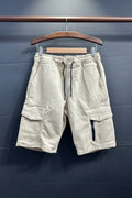 Men's Beige Cargo Shorts with Drawstring Waist