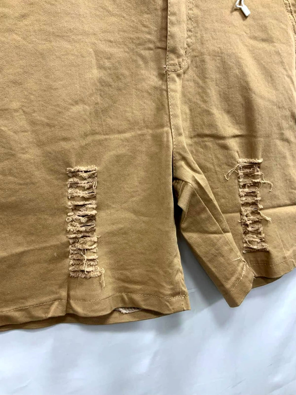 Women's Khaki Distressed Casual Shorts