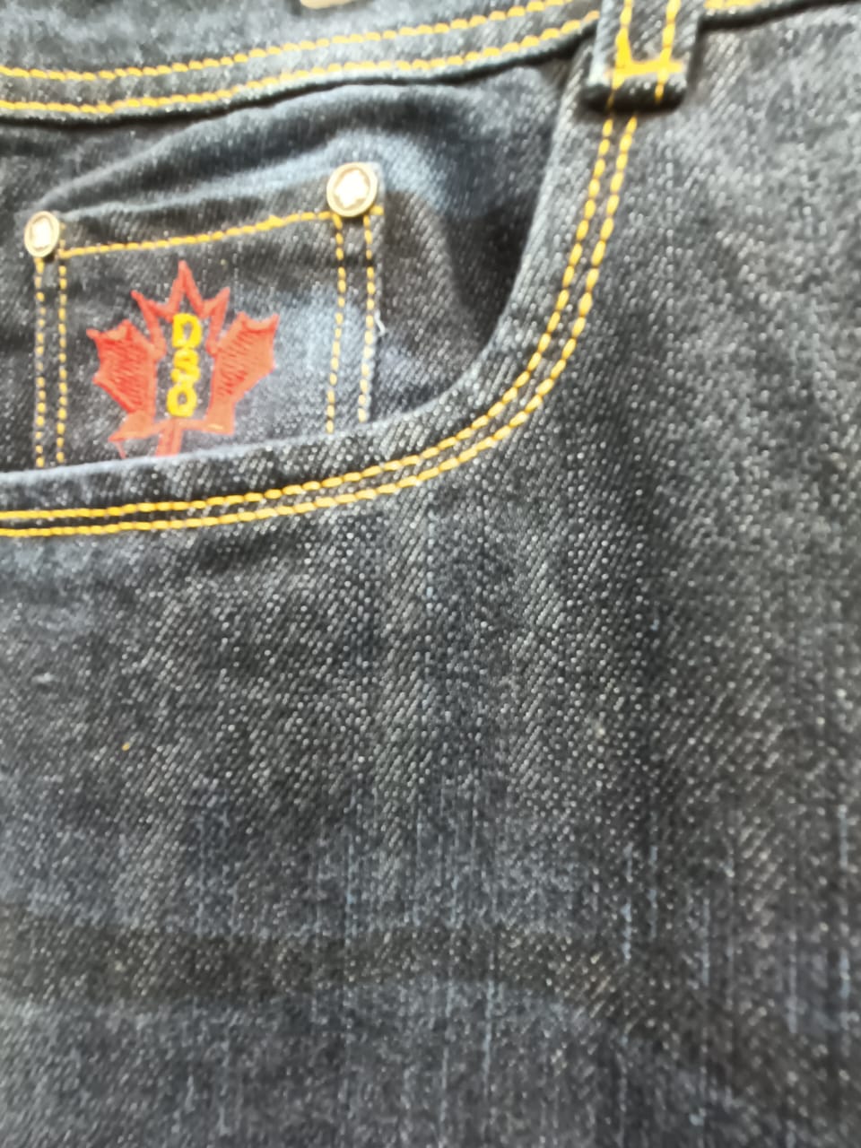 DSQUARED2 Men's Dark Blue Denim Jeans with Maple Leaf Logo
