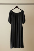 M&S Collection Black Crinkled Midi Dress with 3/4 Sleeves