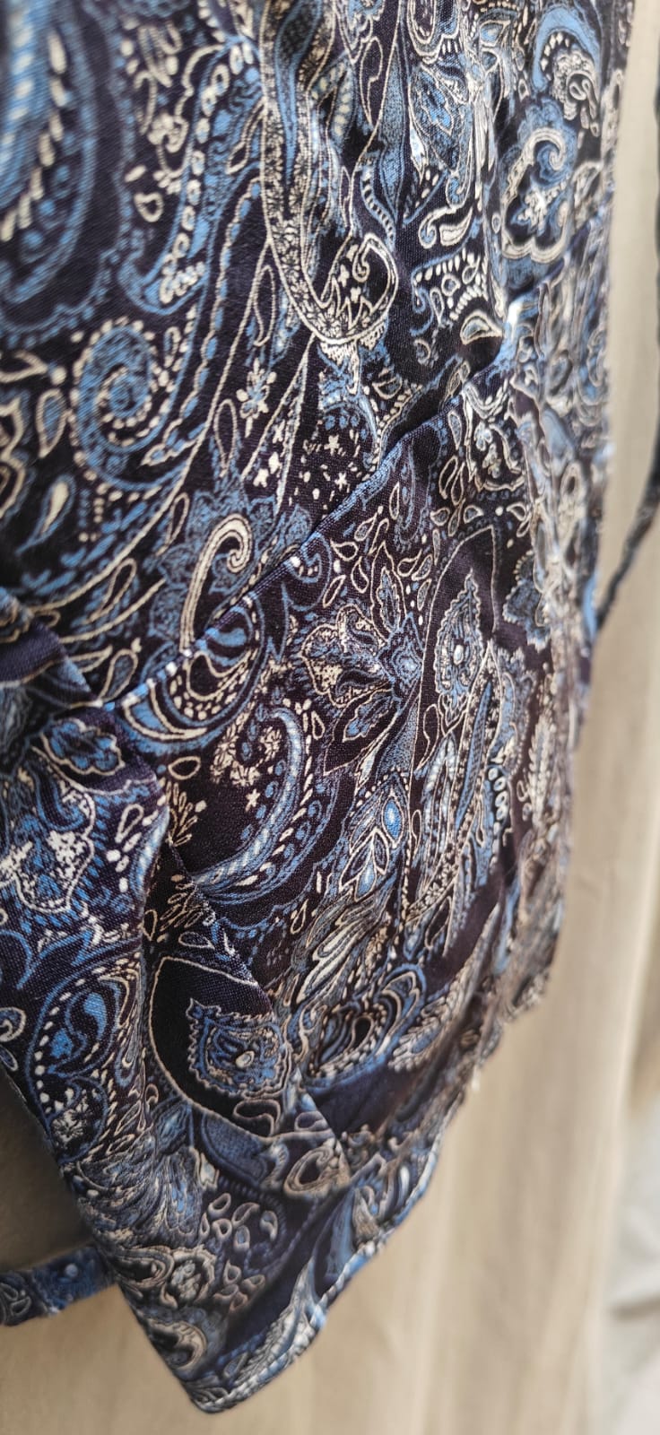 Women's Blue Paisley Print Tie-Strap Crop Top
