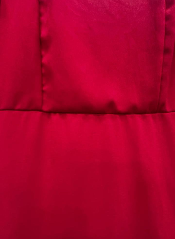 Red Ruffled Cold Shoulder Midi Dress