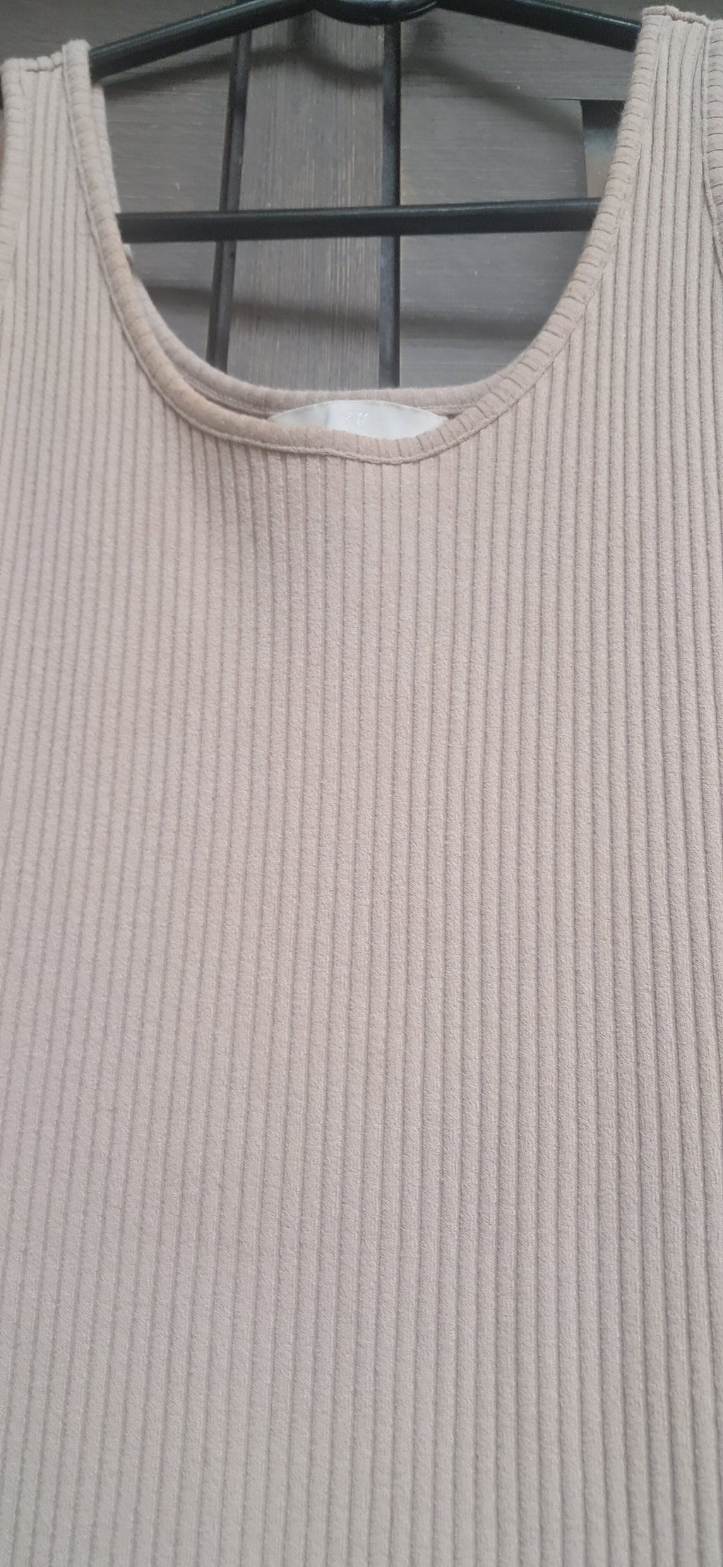H&M Women's Beige Ribbed Bodycon Long Dress