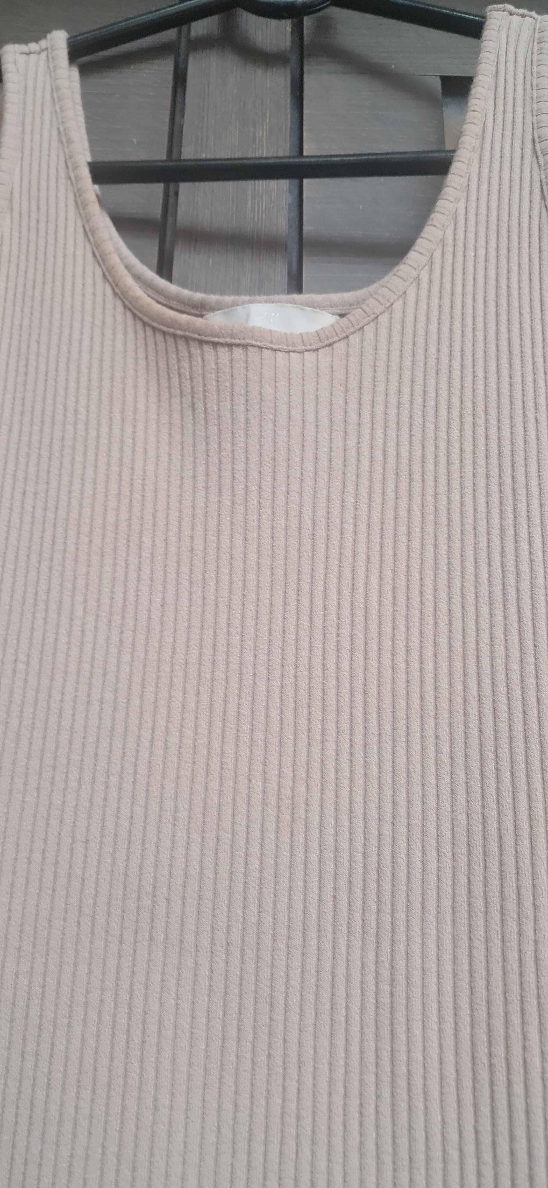 H&M Women's Beige Ribbed Bodycon Long Dress