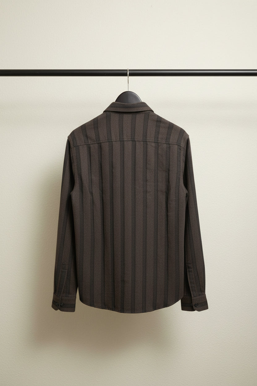Mechanic Raw Men's Brown & Black Striped Full Sleeve Shirt