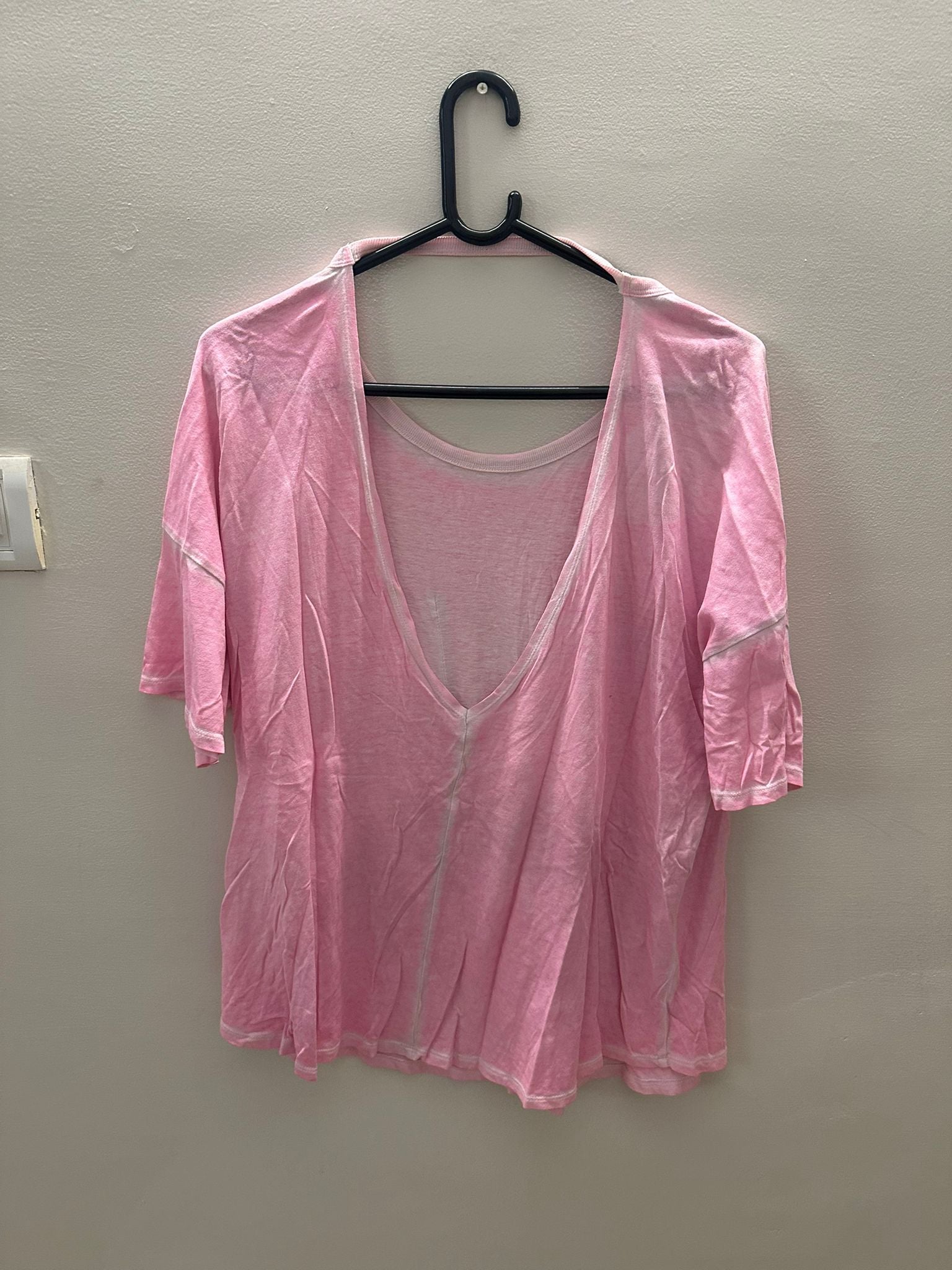 Women's Pink  Short Sleeve Relaxed Fit Top