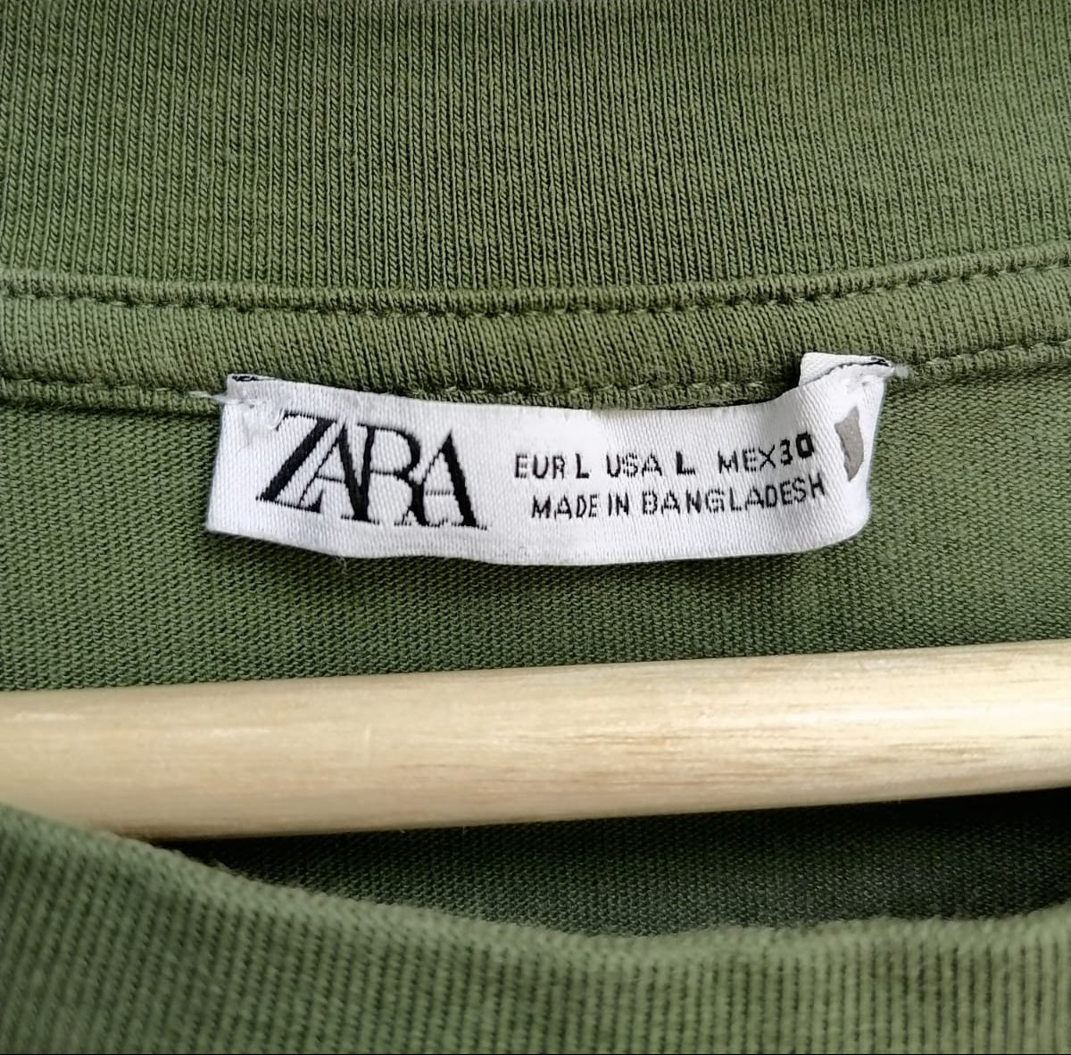 Zara Olive Green Crew Neck Short Sleeve T-Shirt